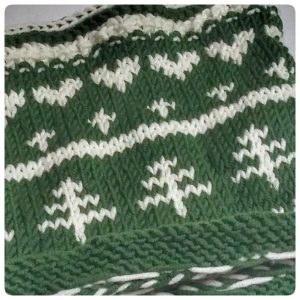 Scopri di più sull'articolo collo intarsia verde / intarsia knitted cowl (scarf)