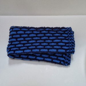 knitted baby blanket in cotton blue - FromAnnA'sHands